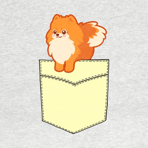 Pomeranian dog cute puppy in pocket t-shirt by MMTees